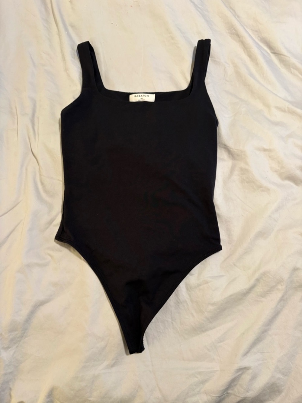 Babaton Black Square Neck Tank Bodysuit